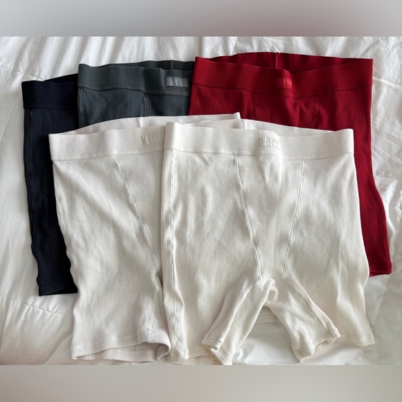 SKIMS Other - SKIMS • COTTON RIB BOXER *BUNDLE* OF 5 •BLACK + GRAY + BURGUNDY + 2 BONE • SMALL